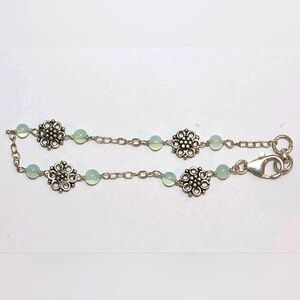 Vintage 925 Sterling Aquamarine Bead Bracelet